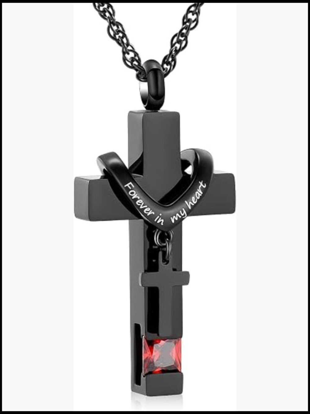 Cross Urn Necklace for Ashes Keepsake Memorial Pendant Stainless Steel